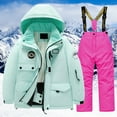 thumbnail image 2 of SJLDQY Unisex Children Kid Ski Suit Pocket Jacket Pants Winterproof Windbroof Snowboarding Winter Thermal Warm Snow Suits, 2 of 9