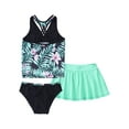 thumbnail image 2 of iiniim Junior Girls 3Pcs Swimwear Floral Printed Crop Top with Briefs Skirt Tankini Hawaii Beachwear, 2 of 7