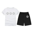 thumbnail image 4 of Teen Summer Outfits Flower Printed Short Sleeve Casual T-Shirt Tops and Shorts Pants Girls 2 Piece Outfits Set 10-11 Years Girl Birthday Gifts Girls Clothes, 4 of 4