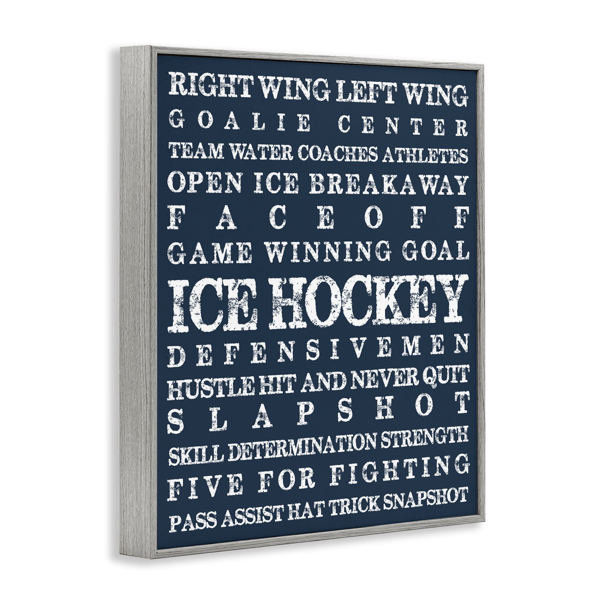 Stupell Industries Ice Hockey Expressions Gray Framed Giclee Art, design by Melody Hogan
