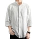 thumbnail image 3 of Camisa holgada informal para hombre, elegante blusa sin cuello, corte regular, blusa de playa de verano SG, 3 of 7