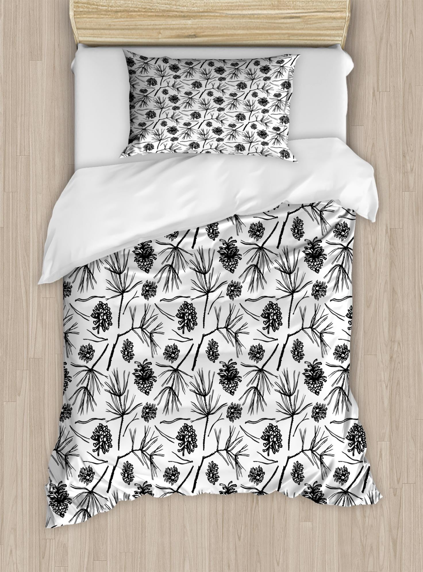 Pine Cone Duvet Cover Set Twin Size, Tree Branches Fir ...