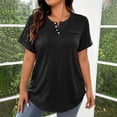 thumbnail image 6 of ClodeEU Women's Plus Size Short Sleeve Henley Tunic Top, Casual Loose Curved Hem Blouse Black,Women's Plus XXL, 6 of 8