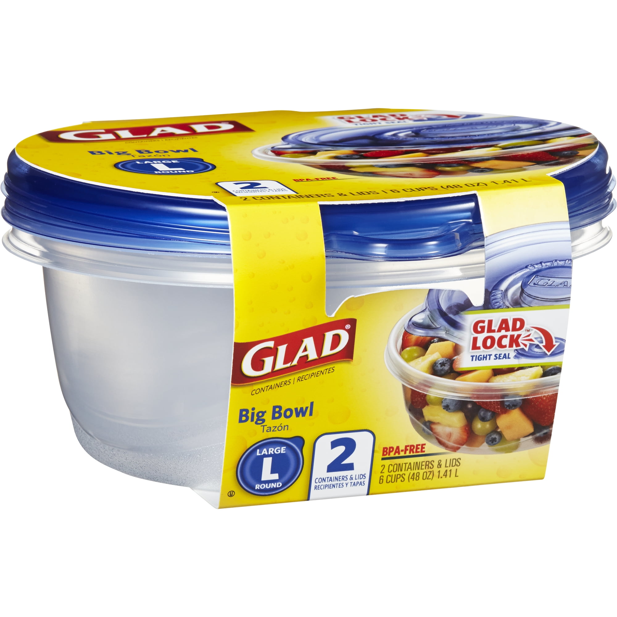 Glad Food Storage Containers - Big Bowl Container - 48 oz - 2