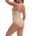 thumbnail image 3 of INSPIRE CHIC Women's Steel Boning Underwired Padded Plunge Bodysuits Hip Lifter Tummy Control Crotch Hooks Closure Jumpsuits S Beige, 3 of 5