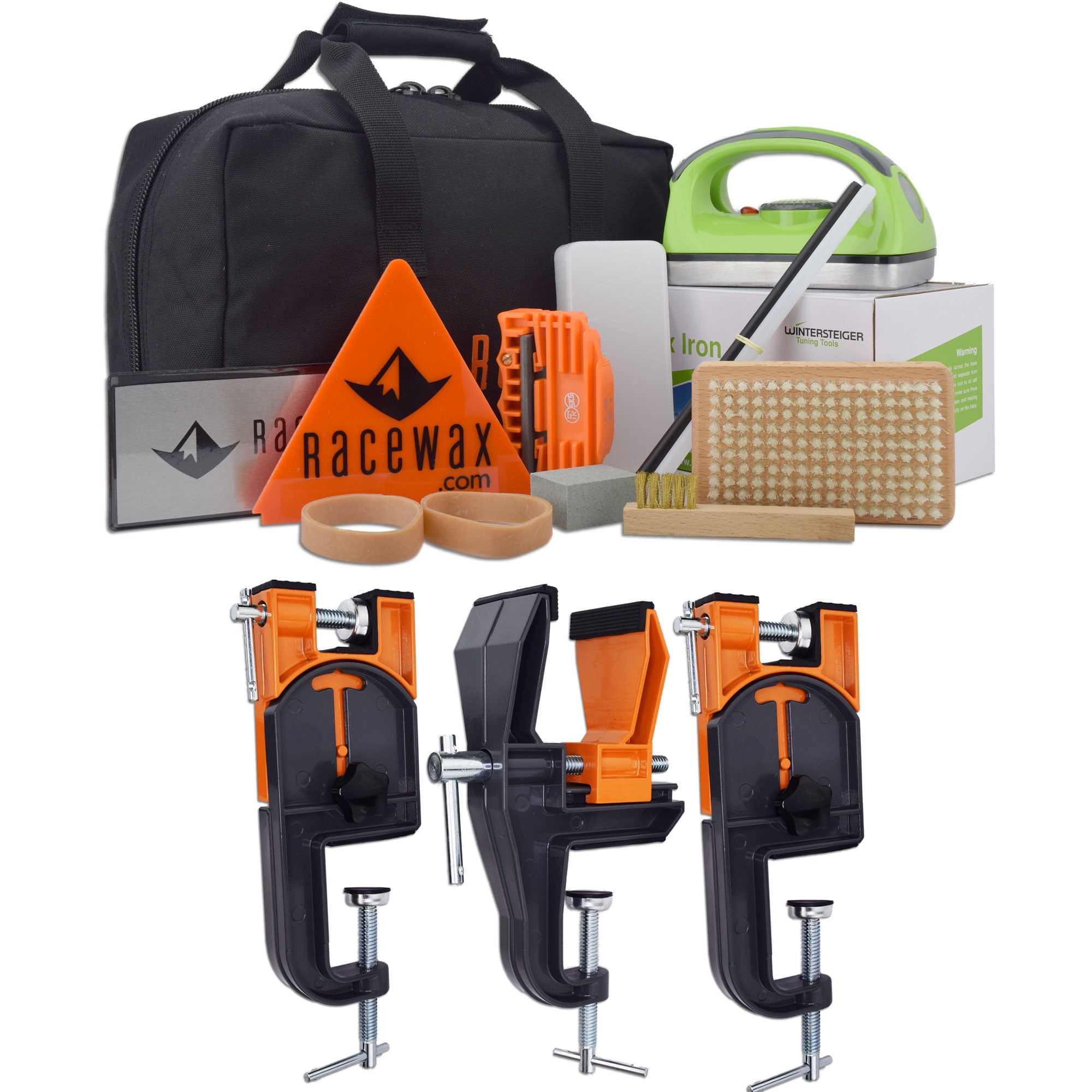 RaceWax Carver Ski Wax Tuning Kit Plus Ski Vise (Accepts Snowboard Adapter) by RaceWax