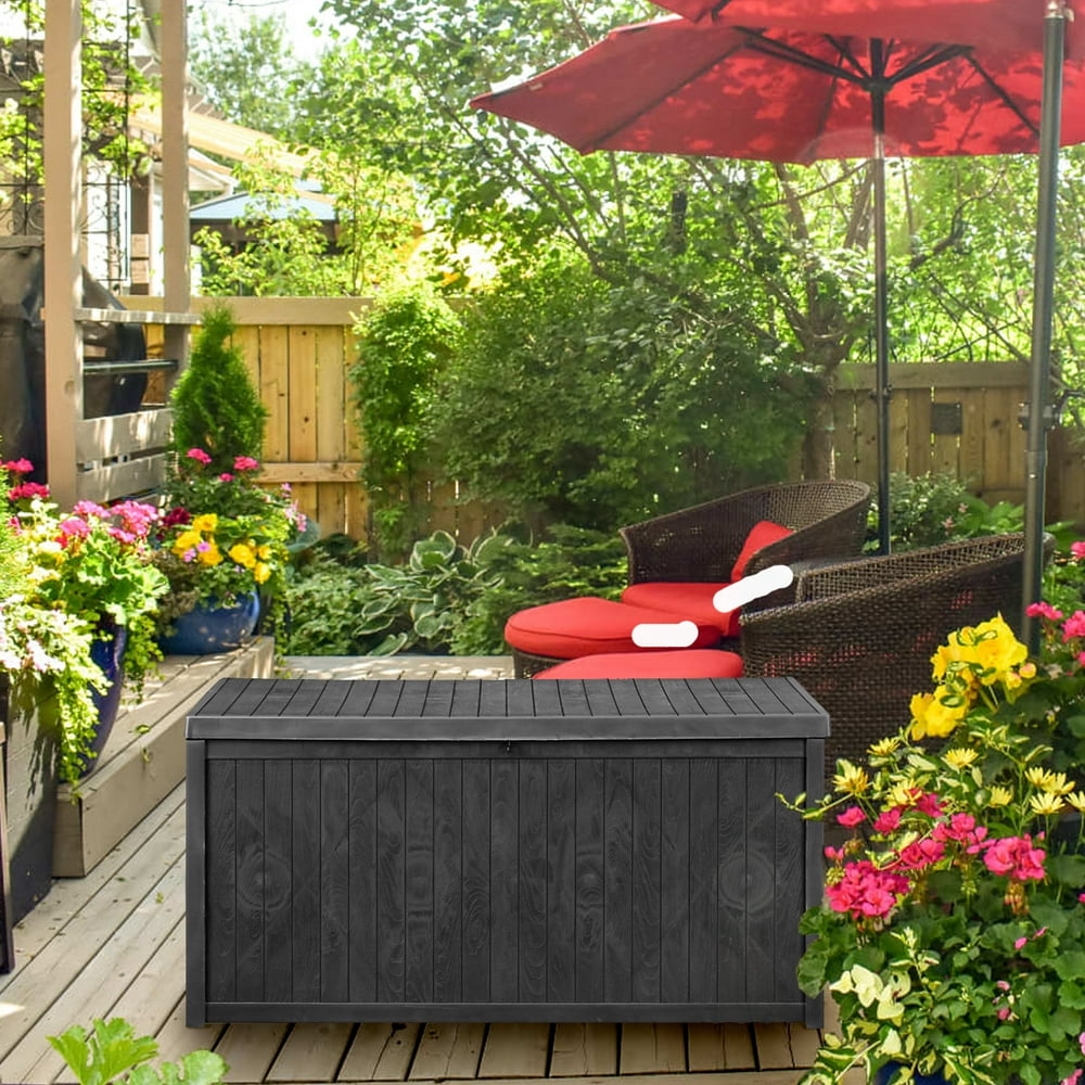 Ainfox 124 Gallon Outdoor Deck Storage Box,Black
