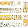 thumbnail image 1 of 8 pegatinas para vasos de vidrio, 8 estilos, UV, DTF, transparentes, de plástico, amarillas, con diseño de animales, abejas y panal, impermeables., 1 of 9