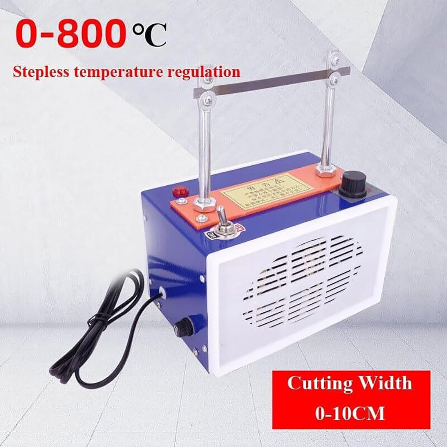 Electric Rope Cutter, Rope Cutter Hot Knife Rope Cutting Machine with 0-800℃ Stepless Temperature Control, Cutting Width:0-10cm, Heat Up Faster & High Efficiency, for Ribbon, Foam, Webbing