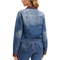 thumbnail image 3 of INSPIRE CHIC Women's Jean Jacket Trendy Button Down Corduroy Collar Barn Jackets Denim Shacket S Deep Blue, 3 of 6