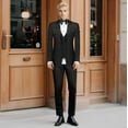 thumbnail image 5 of Luxury Men's 2 Piece Suit Classic Fit Slim Solid 2 Button Beads Crystal Party Wedding Tuxedo Suits Blazer Jacket Pants Set, 5 of 6