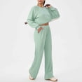 thumbnail image 4 of Conjunto de Pantalones Mujeres Outfits de 2 Piezas Vestido Casual de Color Sólido Bolsillo Deportivo Suelto Pantalones de Manga Larga Blusas de Cuello Redondo Conjunto Superior Conjunto de Pantalones, 4 of 5