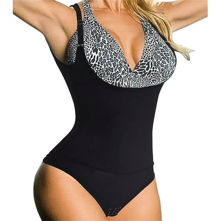 

Junlan Womens Full Body Shaper Waist Trainer Underbust Corset Cincher Open Bust Shapewear Tummy Control Bodysuit(Black 2XL)