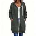 thumbnail image 3 of cocolona Long Hoodies for Women Fall Winter Casual Zipper Sweatshirts Jackets Long Sleeve Oversized Tunic Coats with Pockets, 3 of 7