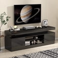 thumbnail image 3 of JOIVI LED TV Stand with Power Outlets, Modern High Gloss Entertainment Center for TVs Up to 75", TV Media Console with Storage, Black, 3 of 9