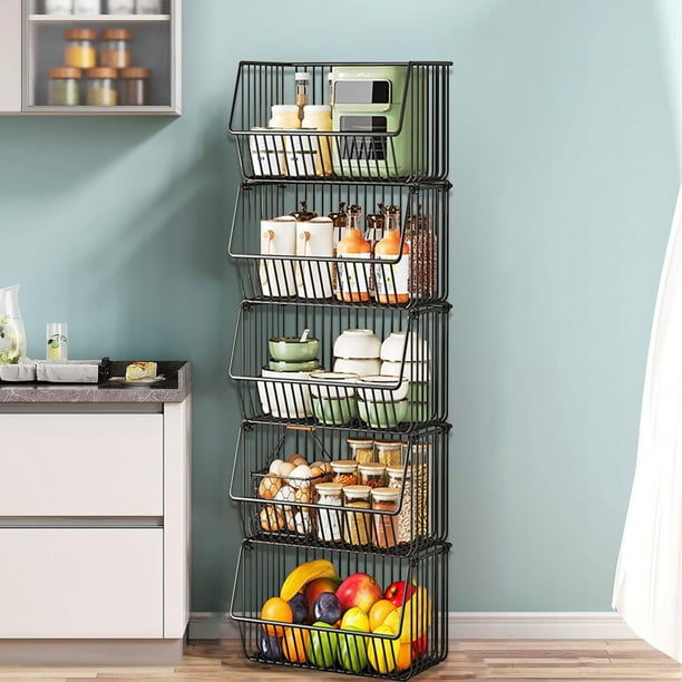 Estante de cocina giratorio y plegable de hierro | Organizador de cestas para frutas y verduras de pie | Estante de varios niveles que ahorra espacio para la despensa de la cocina y la sala de estar