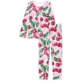 thumbnail image 4 of SCRAWLGOD Cherry Women's Pajamas Long Sleeve Pjs for Women Lounge Set Fall Clothing Crewneck Women Nightwear Pajama Sets Size XL Elastic 2 Pj Sets for Woman, 4 of 6