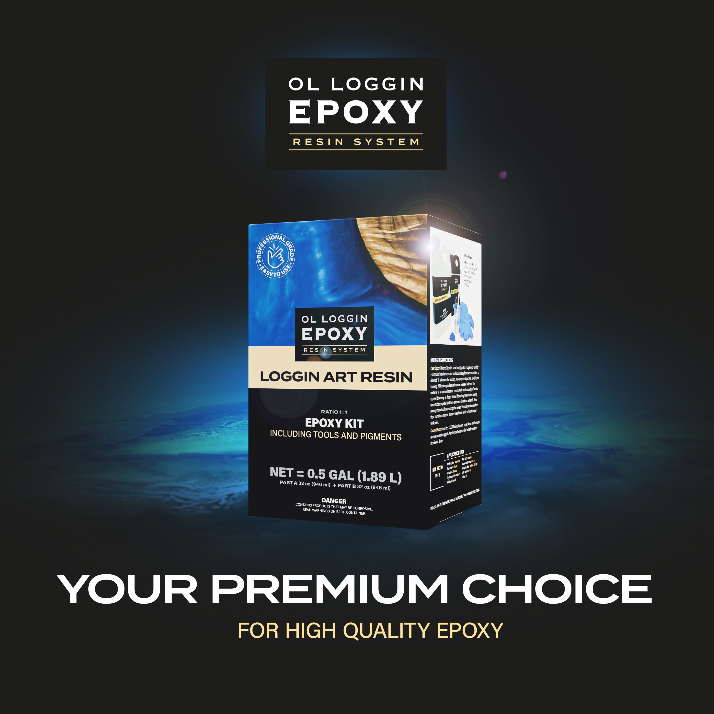 Ol Loggin Epoxy Resin Art Starter Kit, 64 oz. - VOC-Free, Food Safe