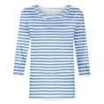 thumbnail image 4 of QTOCIO 3/4 Hauts à Manches pour Femmes, Hauts d'Été à Manches 3/4 pour Femmes, T-Shirts de Mode Décontractés Col Rond Manches 3/4 T-Shirt Ample Blouses pour Dames, 4 of 5
