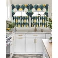 thumbnail image 4 of Teal Yellow Rhombus Swag Curtains for Living Room/Bedroom Windows, Geometric Abstract Art Kitchen Curtains and Valances Set 36 Inch Length, Light Filtering Swags Valance Curtain Panels, 4 of 5