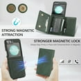 thumbnail image 5 of ELEHOLD Case for Samsung Galaxy Z Flip 6, Magnetic Leather Wallet Phone Case with Card Slots & Kickstand,Green, 5 of 11