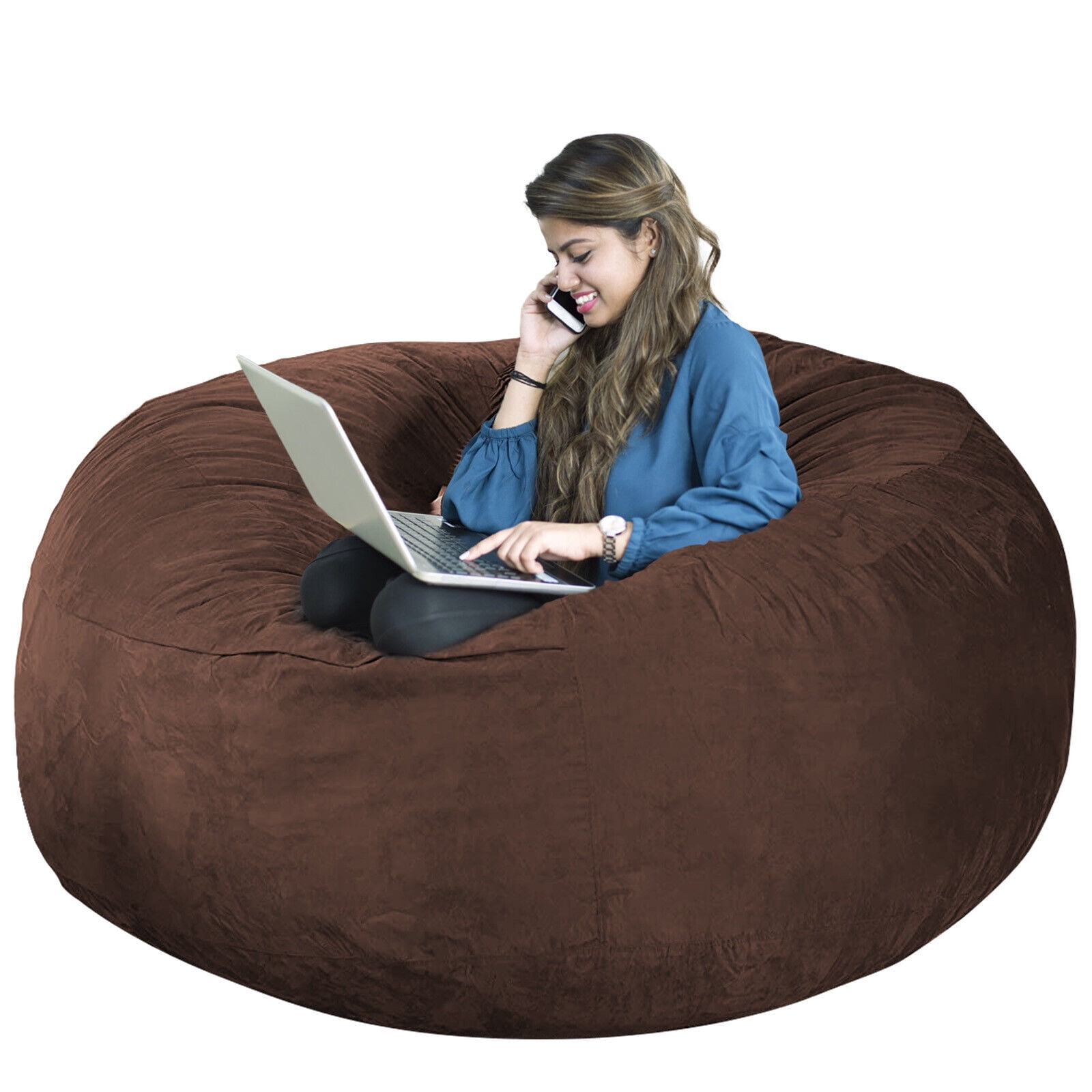 SHANNA Bean Bag Chair Cover Big Round Soft Fluffy Velvet Lazy Sofa