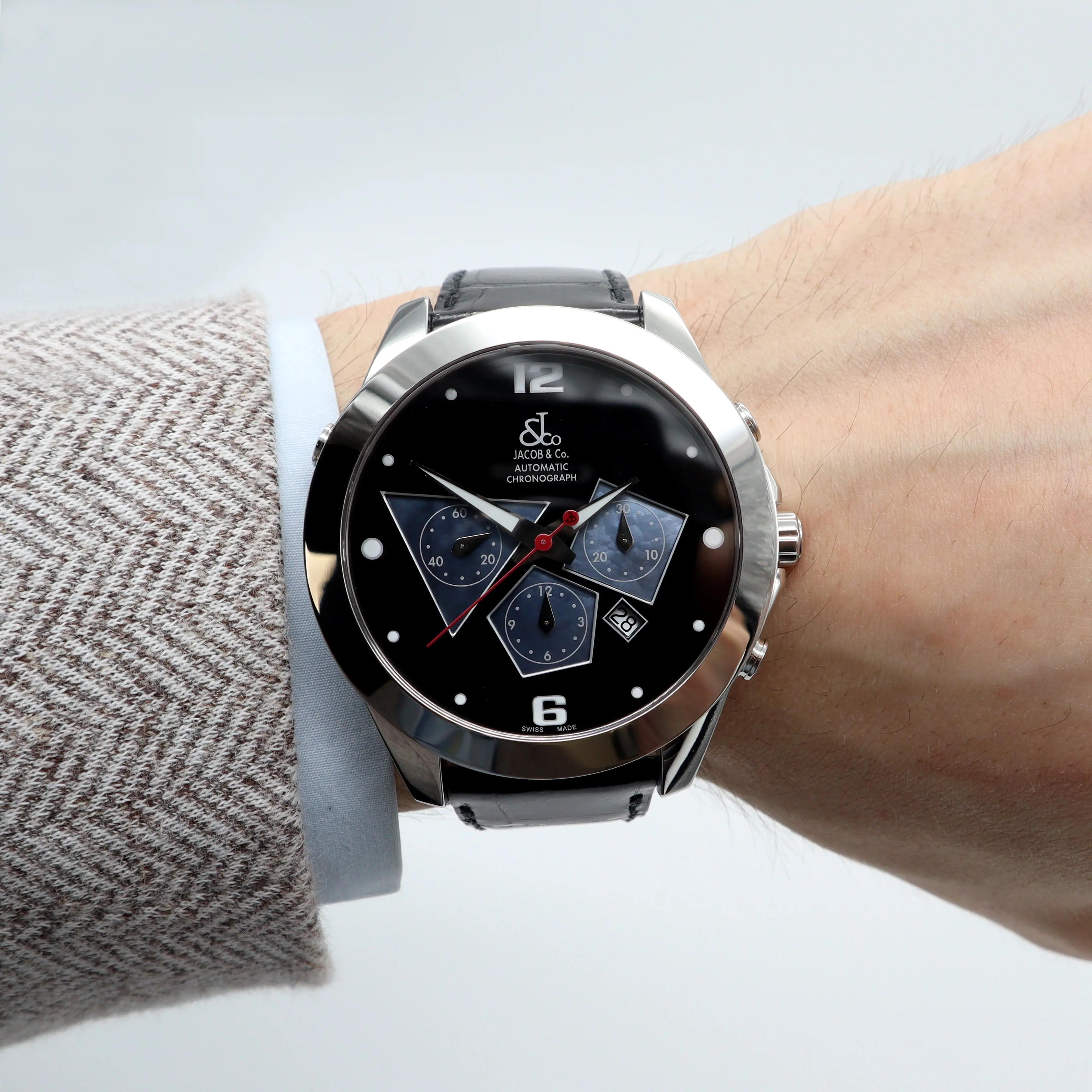 Jacob Co Chronograph 47mm Stainless Steel Black Dial