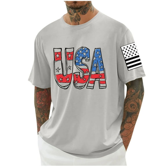 YanHoo 4th of July Shirts for Men Big and Tall Drop Shoulder Casual 1776 Patriotic Graphic Tee Shirts Loose Fit Short Sleeve T-Shirts