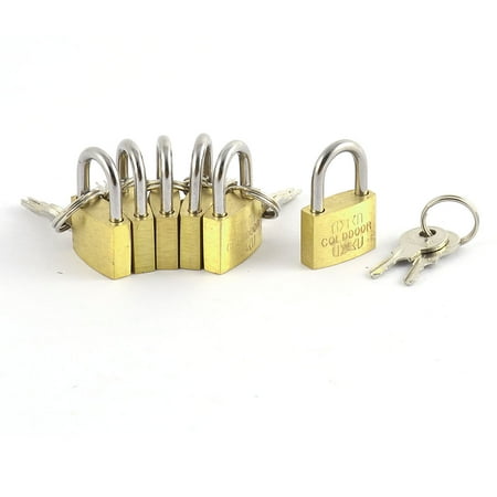 Metal Lock Key - Office Door Drawer Cabinet Metal Security Lock Shackle Padlock Brass Tone 6pcs