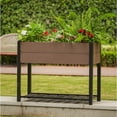 thumbnail image 3 of Cama Elevada para Jardín para Todo Clima con Repisa de Almacenamiento, Caja de Macetas de Vetas de Madera de HDPE y Resistente Estructura de Aluminio Negro para Verduras, Hierbas en Patio, Balcón, 3 of 7