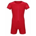 thumbnail image 4 of Doomiva Men's Spandex Wrestling Singlet Front Zipper Bodysuit Gym Workout Unitard Red L, 4 of 7