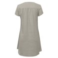 thumbnail image 4 of CHOK Robes en Coton et Lin pour Femmes Manches Courtes Décontractées Été Col en V Coupe Ample Robe Midi Douce, 4 of 4