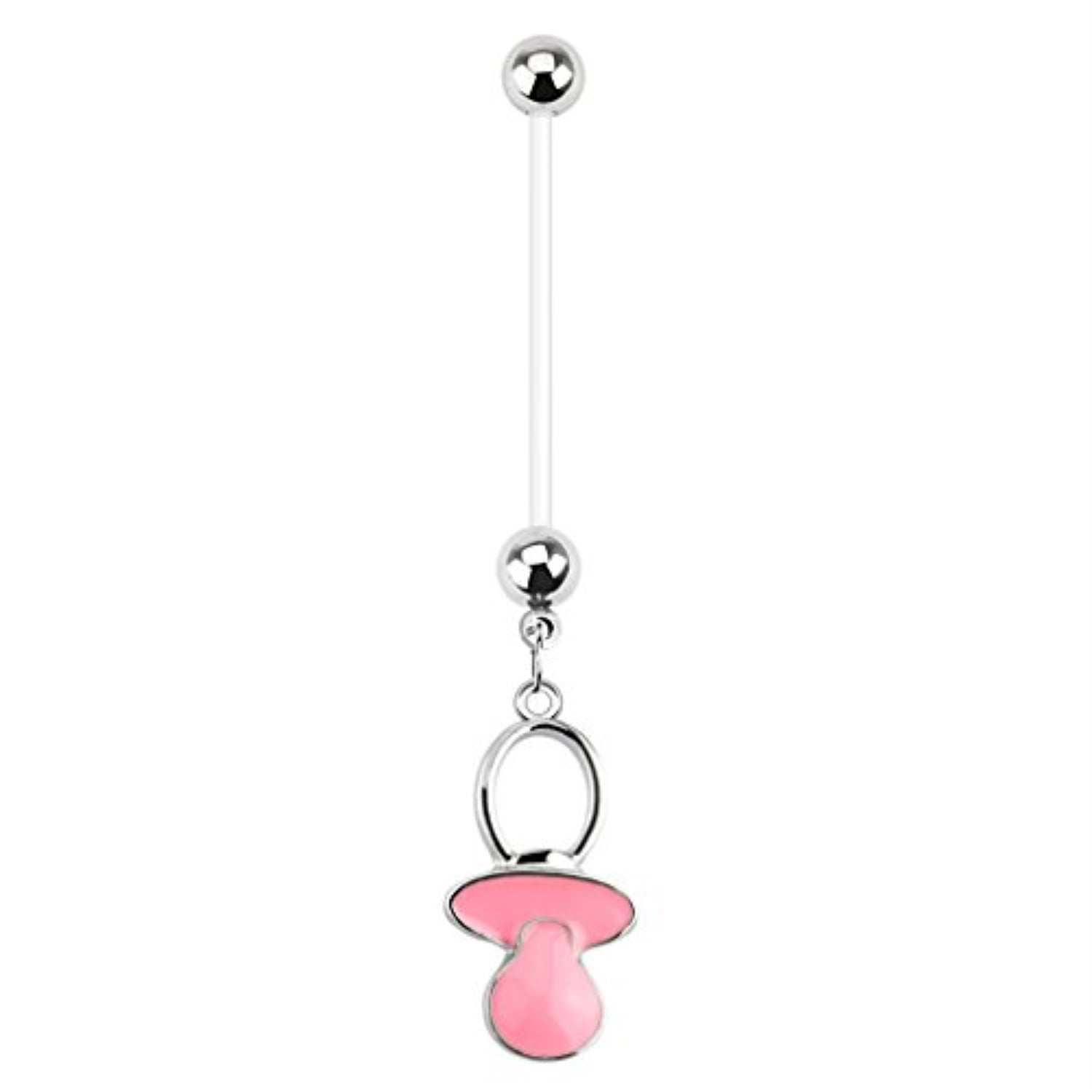 Pacifier Pregnancy Belly Button Ring 14g 1" Inch 26 mm Blue Or Pink 