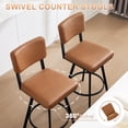 thumbnail image 6 of Zesthouse 26.6" Swivel Bar Stools Set of 2, Modern Counter Height Stools with Solid Back & Metal Base, PU Leather Upholstered Barstools for Kitchen Island, Brown, 6 of 10