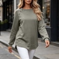 thumbnail image 5 of Warop Fall Long Sleeve Shirts for Women Solid Color Crew Neck Tops Sleeves with Deco Buttons Casual Loose Sweatshirt, 5 of 7