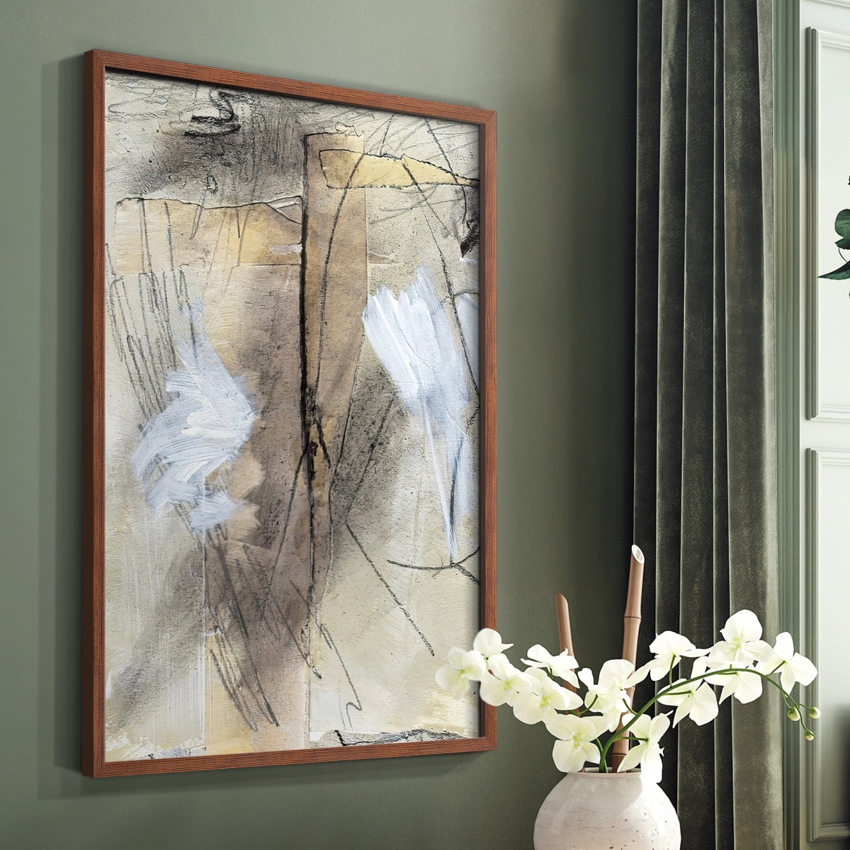 Masked Notes VIII Framed Print in Brown Solid Wood Framed Print No Nail Hanging