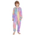 thumbnail image 2 of Soft Big Kids Onesie Pajamas Cozy Loose-Fit Jumpsuits for kids with Pockets for Christmas Lounge & Play Rainbow Flower Pattern, 2 of 8