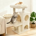 thumbnail image 2 of Gymax 33.5'' Cat Tree w/ 2-Tier Condo Padded Plush Top Perch Sisal Scratching Posts Beige, 2 of 10