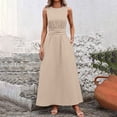 thumbnail image 5 of XuJwPNcy Dresses for Women Sleeveless Tie Front Aline Dress Round Neck Thin Maxi Dresses Ladies Summer Comfortable Clothes, 5 of 7