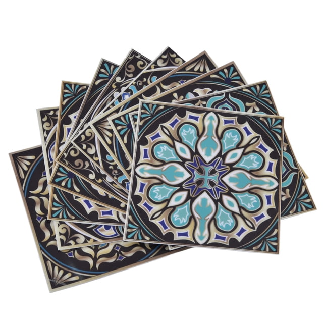 Calcomanías de Piso Jadeshay Mandala 30 Pegatinas de Pared Datura Mandala PVC 10x10cm