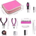 thumbnail image 3 of Kit de herramientas rosa de 23 piezas para mujer con cinta métrica, alicates de corte, enchufes, destornillador para bricolaje y reparación del hogar en la oficina, 3 of 5