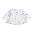 thumbnail image 3 of Baby Girls Princess Romper Dress Long Sleeve Floral Printed Ruffles Lace Mesh Jumpsuits 0-18M, 3 of 10