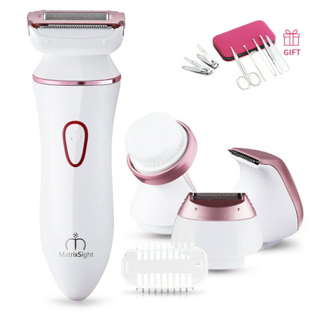 Ladies Electric Shaver Rechargeable Electric Razor for Women Bikini Trimmer Hair Removal for legs and Underarms, IPX7 Waterproof, Portable Cordless Design, 4 Types of Heads (Upgraded (Best Budget Electric Razor 2019)