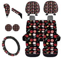 Uorisanigo Colorful Florals Car Front and Rear Cushion Covers Steering Wheel Cover Pillowcase for Cars Water Coaster Gear Lever Cover Hand Brake Cover Easy to Install 11-Piece