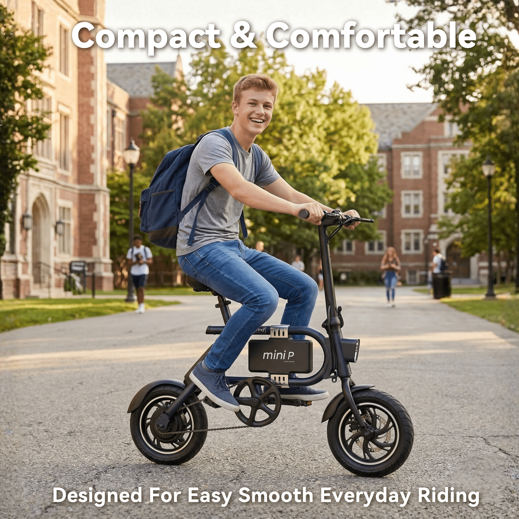 Maxfind Foldable 12" Electric Bike for Adults, Max 37-Mile Range Pedal-Assist,Removable Lithium Battery, Smart App Control,Adult Electric Bicycle for Commute
