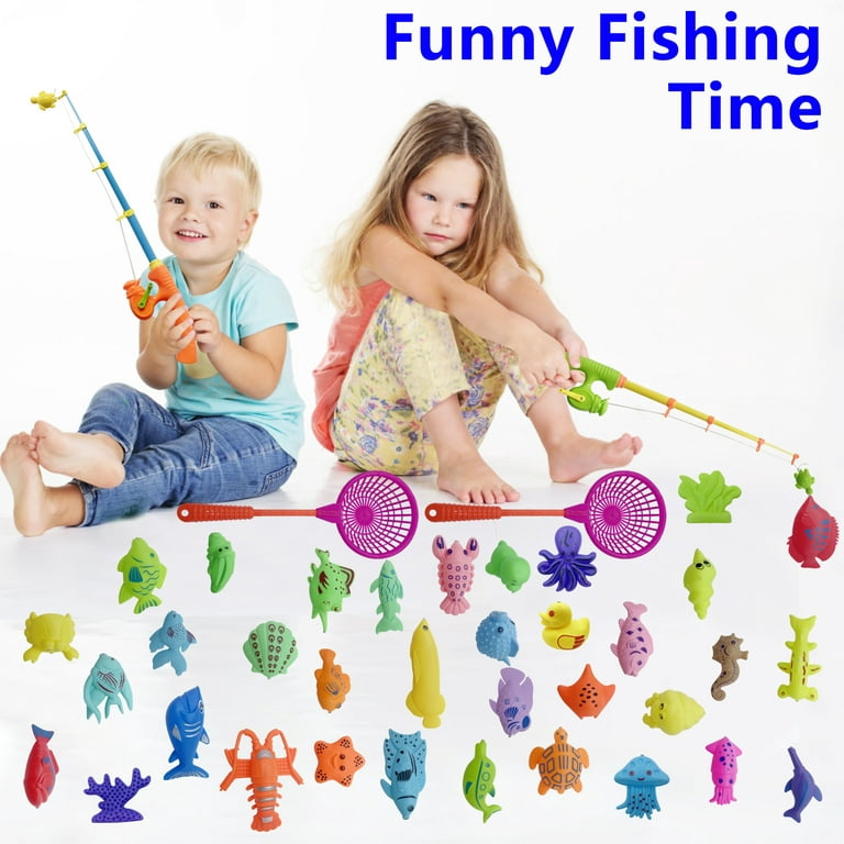 Magnetic Fishing Toys, 40 Pcs Fishing Rod Toy with Net, Bathtime Fishing  Toys Game Set for 3 4 5 6 Year Old Kids Birthday Christmas Gift