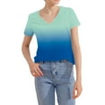 thumbnail image 7 of ZQGJB Ombre Tops for Women Trendy Summer Short Sleeve V Neck Tie Dye Graphic Tunic T-Shirts Loose Oversied Dressy Casual Pullover Blouse Blue L, 7 of 7