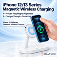 thumbnail image 3 of Swayvoo 3-in-1 Wireless Charging Station, Up to 15W Fast Wireless Charger for Compatible iPhone, Apple Watch and AirPods, Magnetic Phone Stand White, 3 of 7