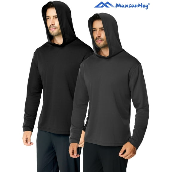 MANSENHUG 2 Pack Pullover Hoodies Long Sleeve Casual Lightweight Fashion Hooded Sweatshirt