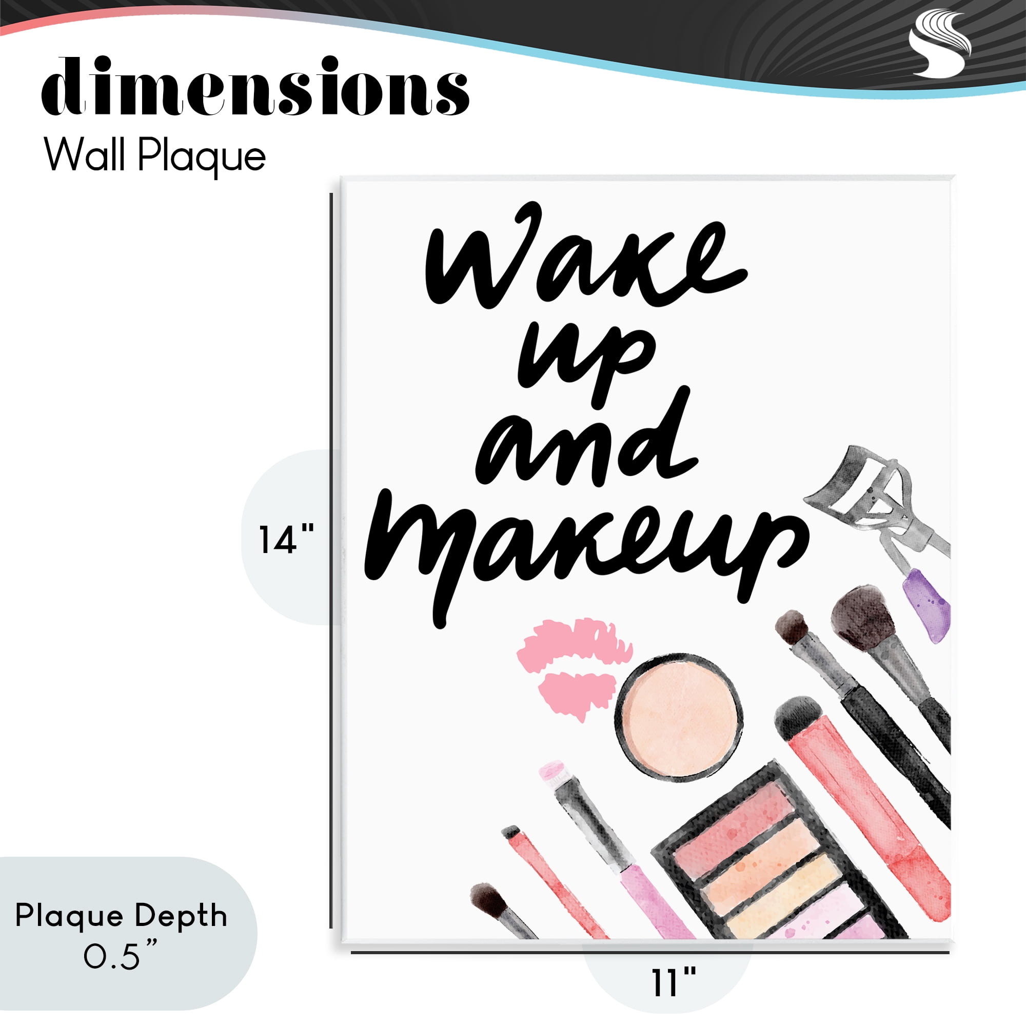 Stupell Industries Wake Up & Makeup Wall Plaque Art, design by Jesse Keith